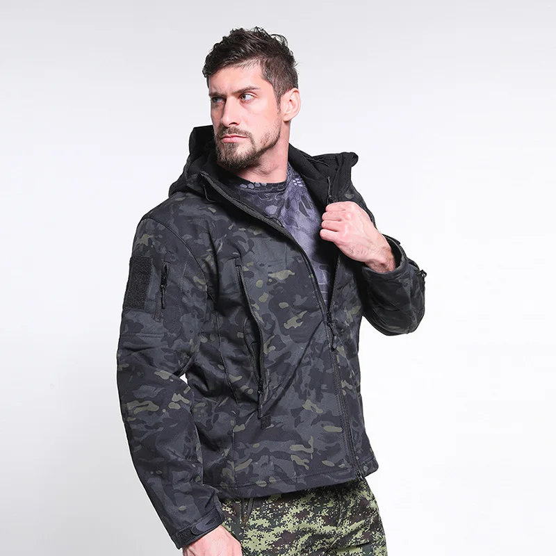 PASUXI Autumn And Winter New Arrivals Warm Military Style Track Jacket Men Plus Size Bomber Soft Shell Jacket Waterproof Coat