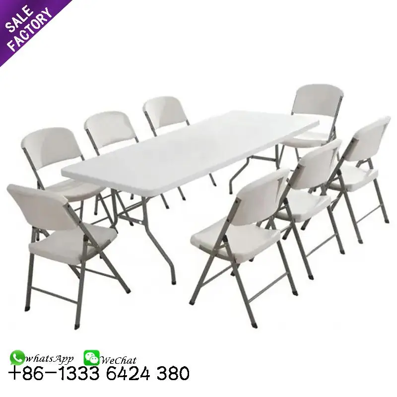 Cheap Price Space Saving Furniture Picnic Camping Rectangle Plastic Folding 8 Ft Banquet Table