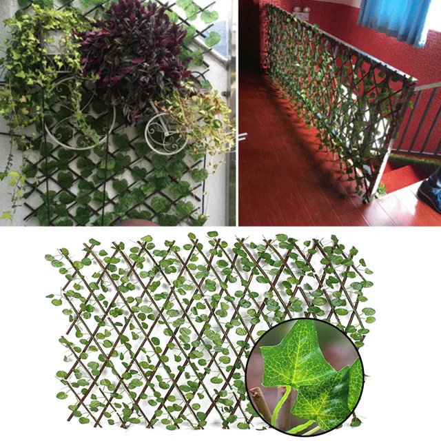 
Retractable Artificial Garden Fence Expandable Faux 40cm Ivy Privacy Fence Wood Vines Climbing Frame Gardening Plant Home 