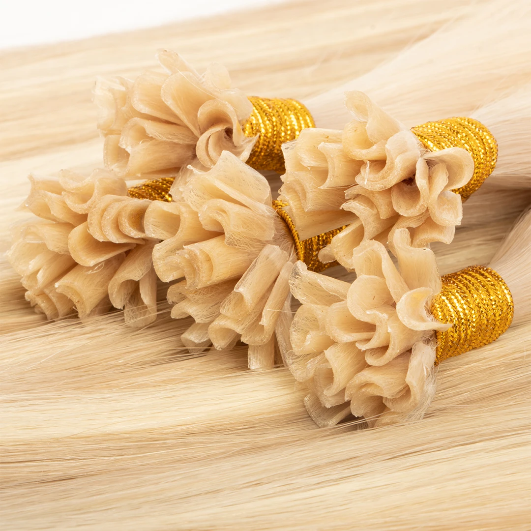 12A Grade Russian Remy Human Hair Blonde Color Keratin Nail U Tip Hair Extension Silky Straight Pre-bonded