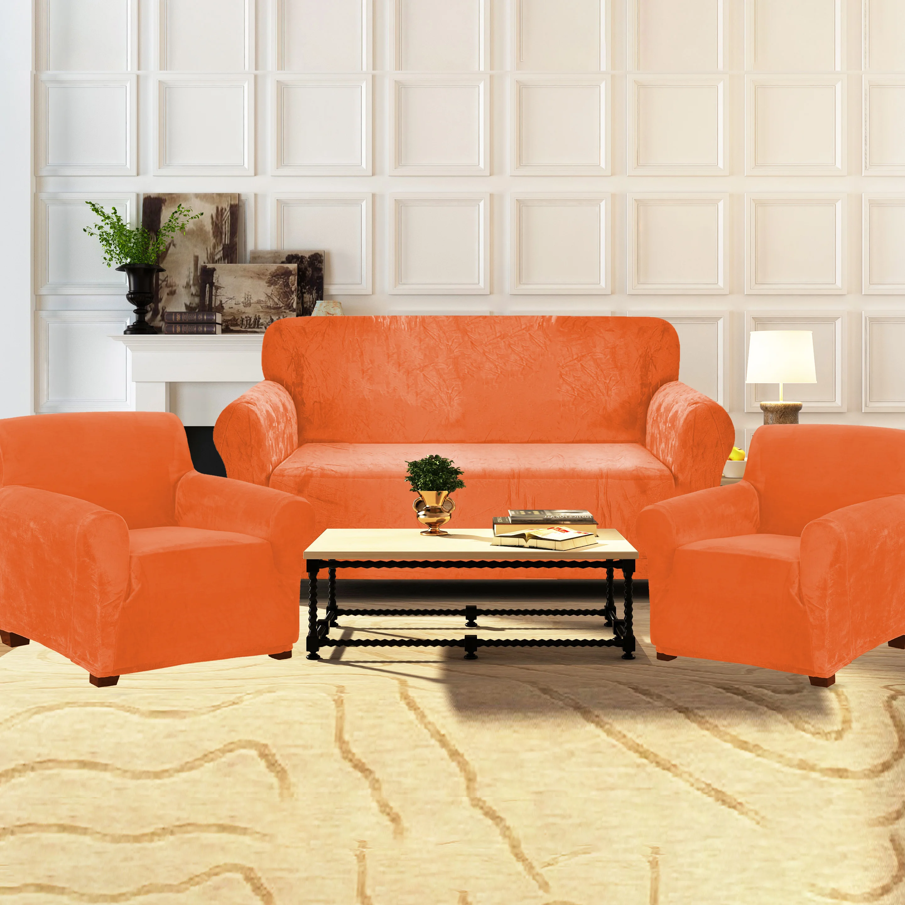 Real Velvet Elastic Stretch Sofa Cover for Living Room 321 Sofa Cover Set Whole Sale Spandex Covers for Sofa