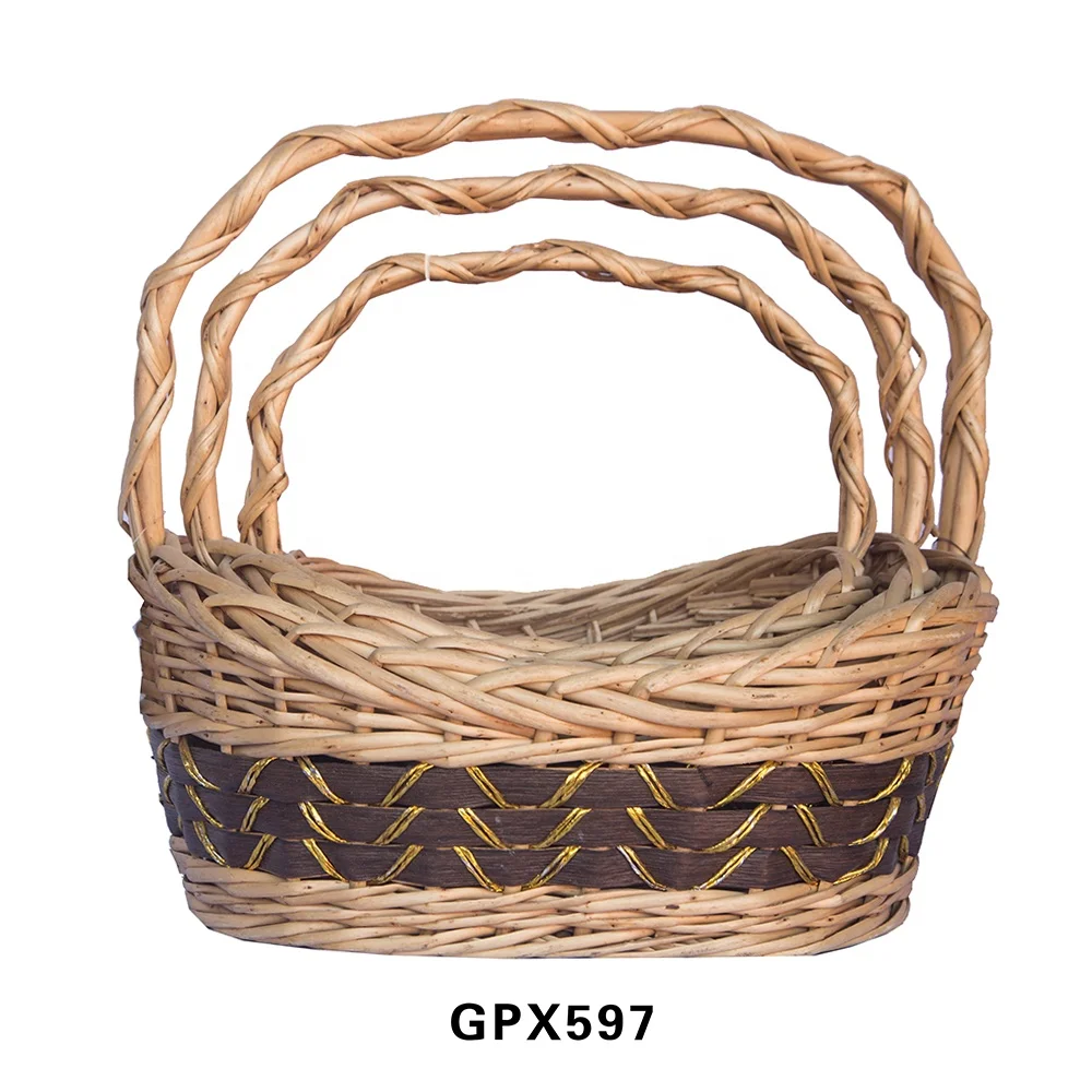 Wholesale Willow Wicker Gift Baskets With Handles Picnic Basket Set Gift Baskets In Bulk