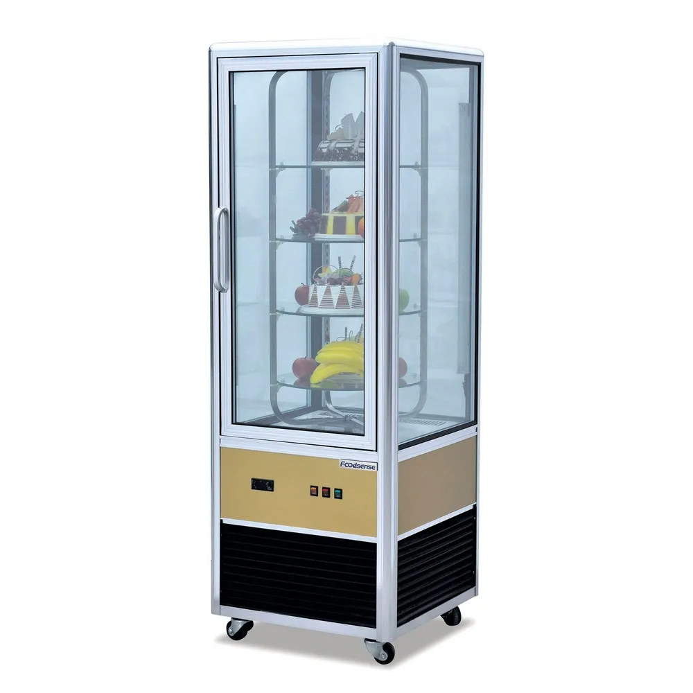 Inside Led Light Cake Bakery Showcase Four Sides Glass Display Cooler Freezer Refrigerators Fridge With Sliding Door