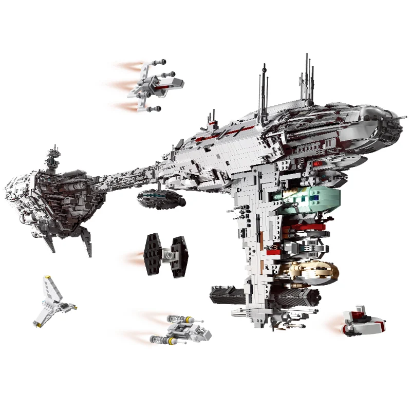 Mould king 21001 Plastic wars Technic Building Blocks Toy Aircraft carrier model toy large modular model spaceship capsule