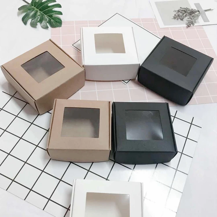Simple Style Handmade Soap Box Kraft Paper Box With Clear Window With High Quality Low Price For Valentine Day Soap Packaging