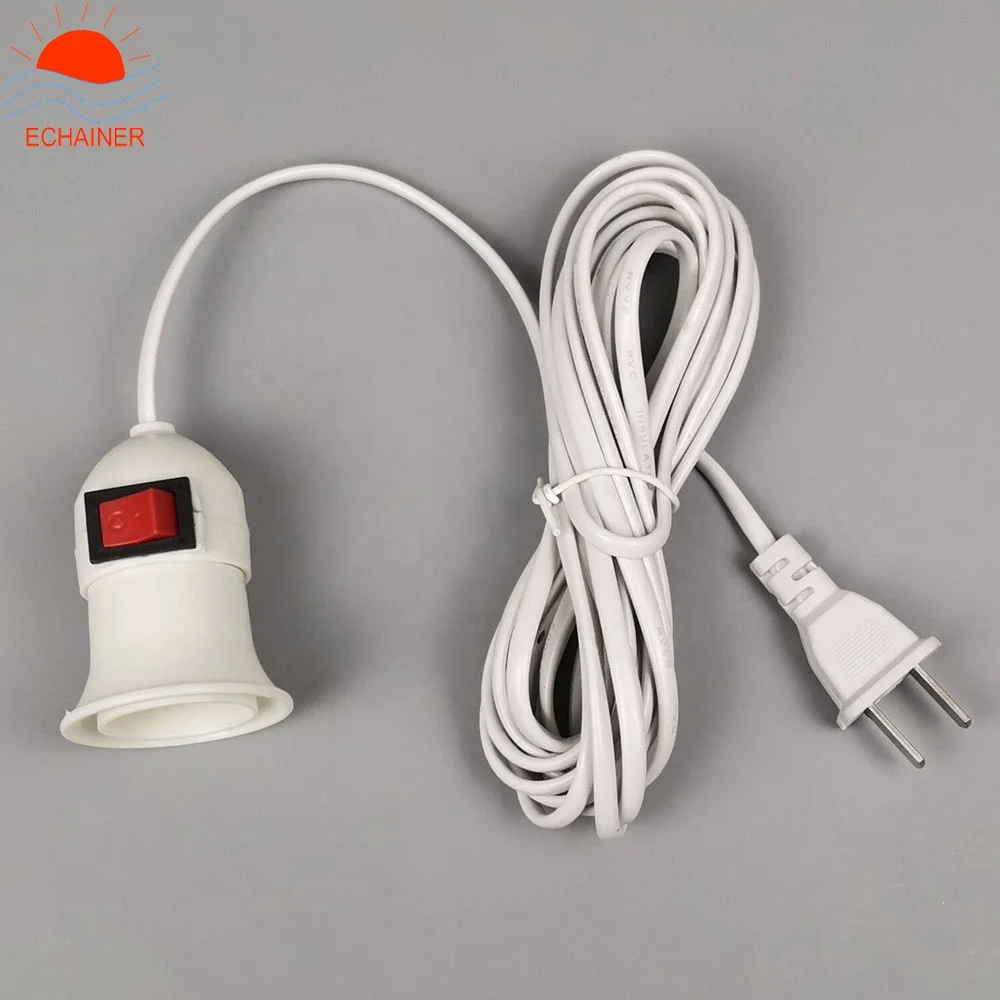E27 wire lamp holder with on/off switch, EU/US 2pin plug