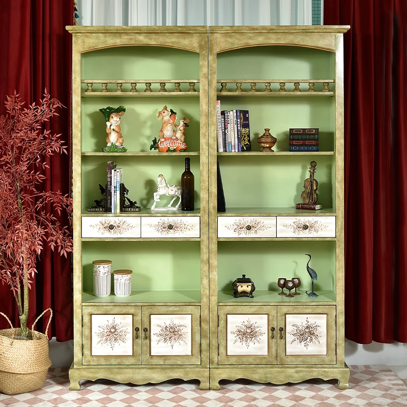 Solid Wood Open Bookcase French Vintage Mahogany Furniture for Home Living Room from Indonesia