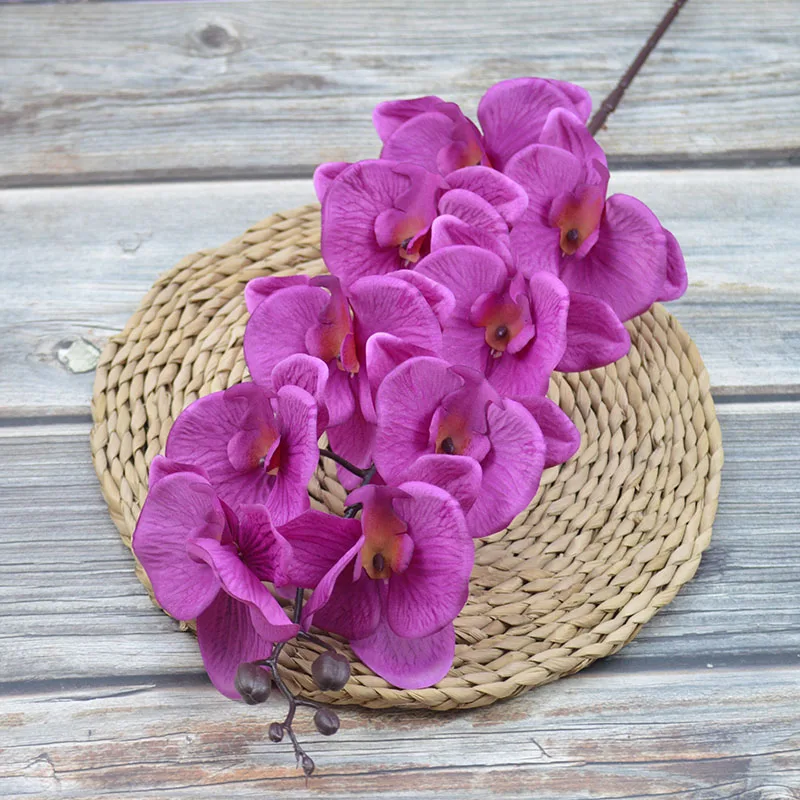 Real Touch Flowers Decoration 9 Heads Artificial Phalaenopsis Orchids