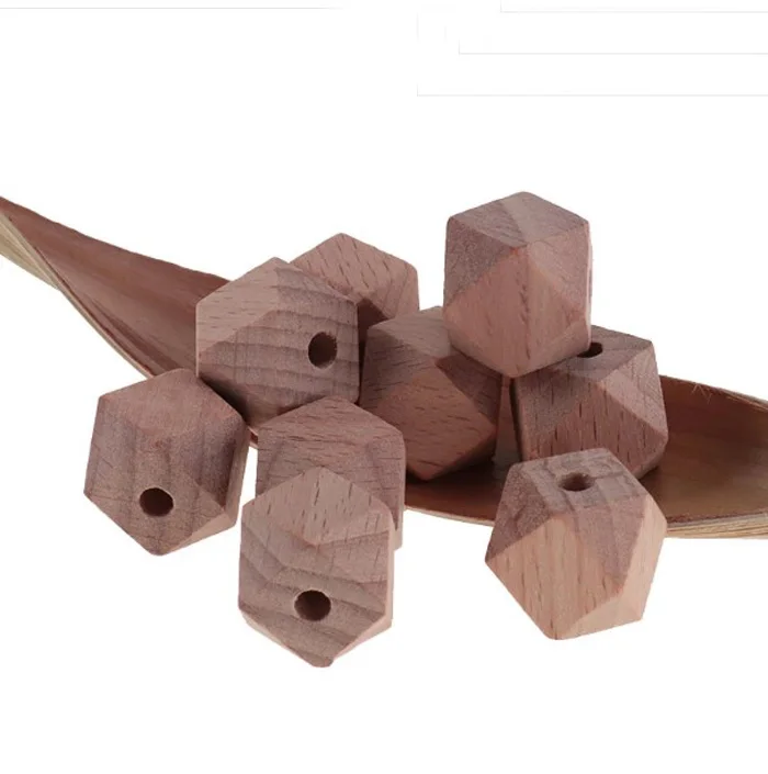 16 мм деревянные бусины из бука шестигранные Детские аксессуары безопасные пустышки на цепочке игрушки