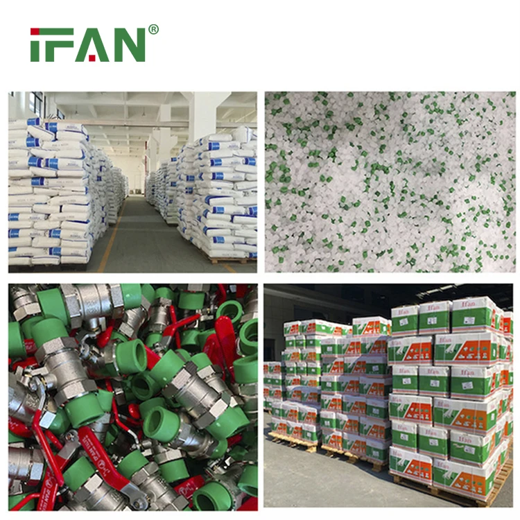 IFAN DIN PPR Valve Green Brass Double Union PPR Ball Valve For Control Water Supply