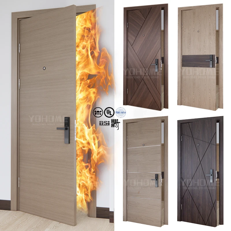 WH listed puertas cortafuego en adera hotel fire protection wooden door engineering door  hotel security door