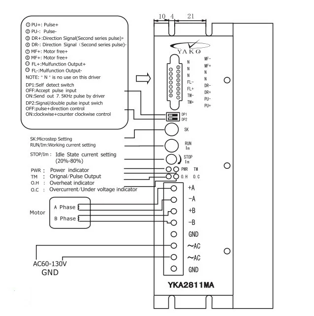 
High Performance Ac60~110V Excellent Stability Yka2811Ma Stepper Motor Driver 