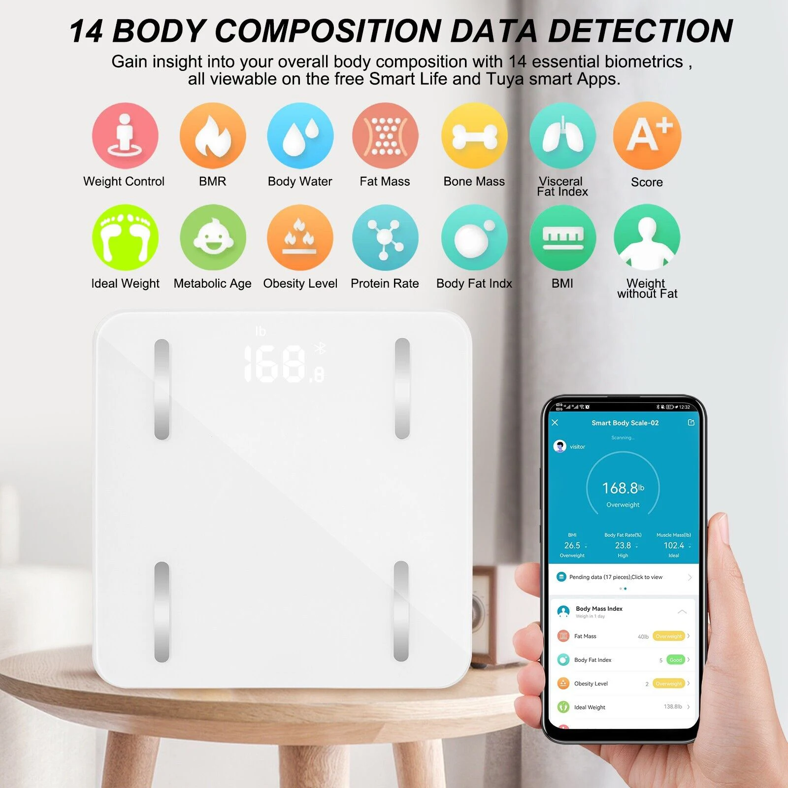 180kg 396lb smart scale for body weight and fat digital BIM mobile bathroom body fat scales