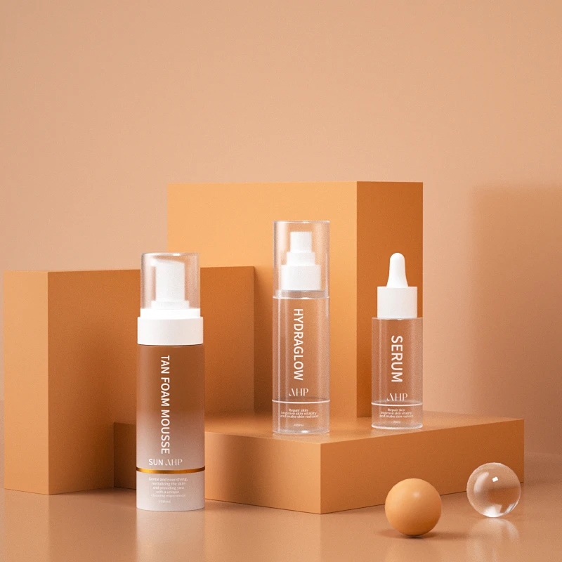 Sunless Sun-kissed DHA Glow Tanning Bronzing Foam Scrub Bottle Skincare Body Mousse Formula Foam Shower Gel Bottle Packaging
