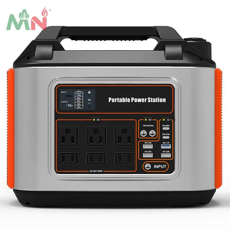 MN Solar Energy Storage System, 500W AC UPS Inverter, Emergency Power Supply for Outdoor Travel, Type C, Flashlight