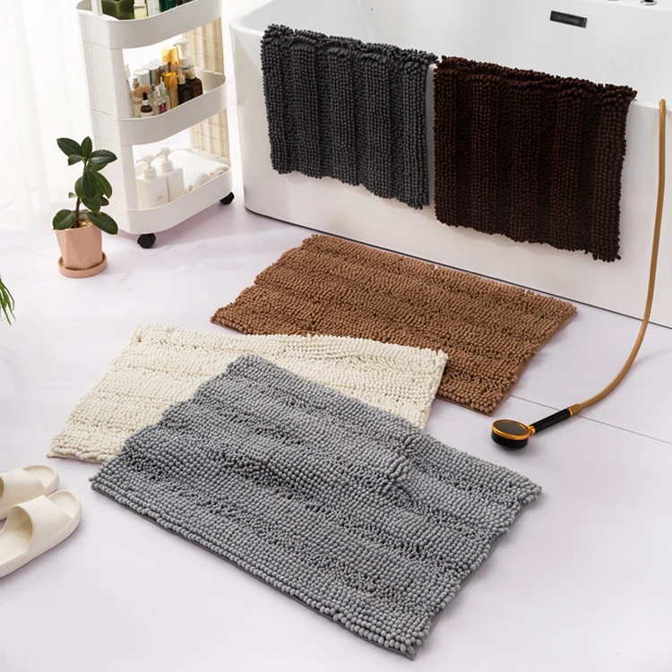Custom Modern no slip Wholesale customized chenille non slip bath mat rug bathroom rug carpet