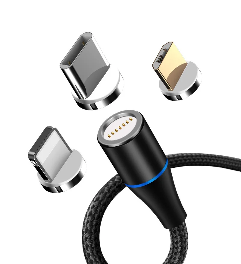  Плетеный 3 в 1 Магнит зарядного 3A 5A QC3.0 Быстрая зарядка USB Магнитный кабель для зарядки Micro