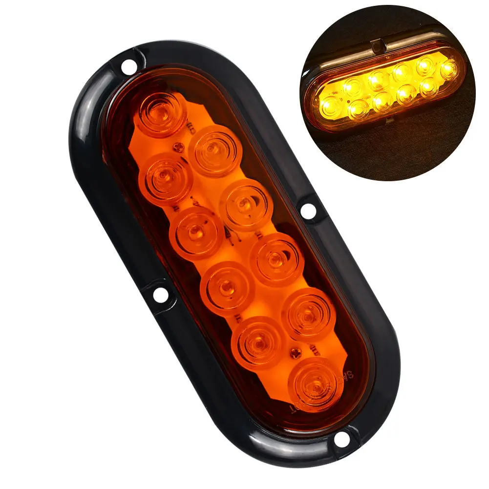 
Universal 6 inch 12V 10LED Truck Tail Light Rear Stop Brake Reverse Light Turn Signal Warning Lamp LED Oval Trailer light 