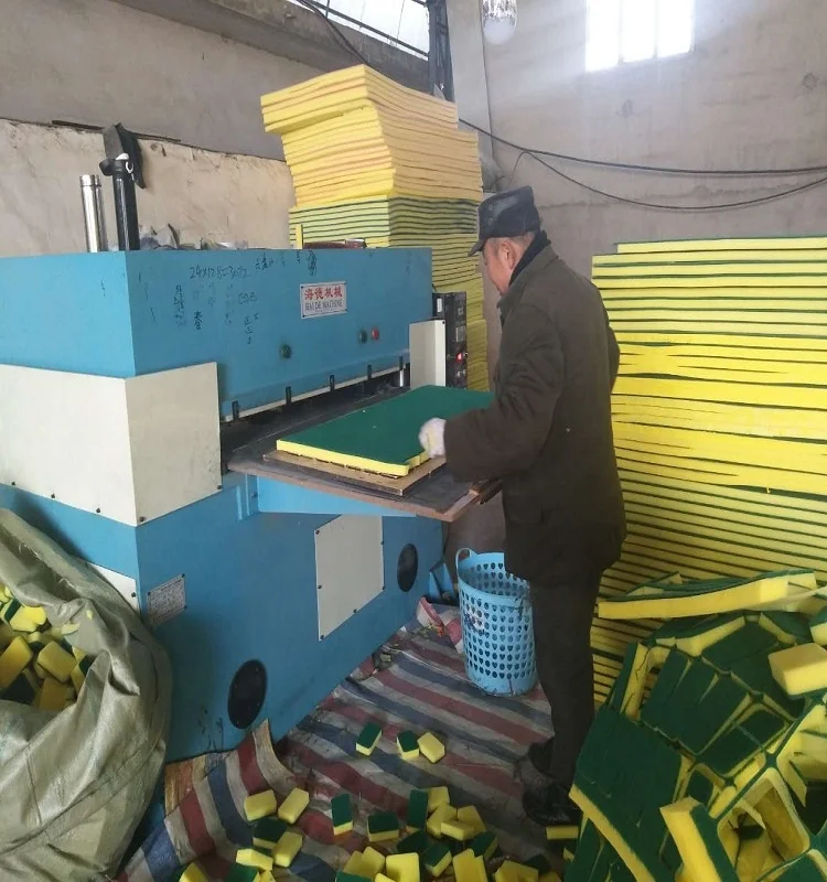 Hydraulic die-cutting machine is applicable to fabric cutting in various industries such as tarpaulin window cutting/umbrella/co