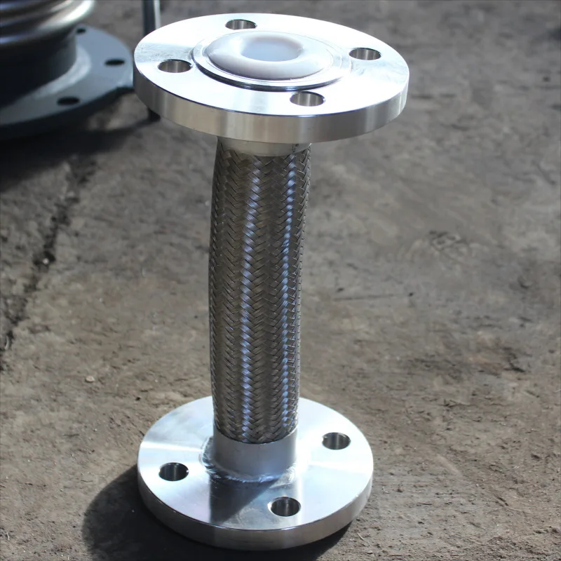 PTFE Lined Flexible Metal Hose Stainless Steel 304 Bellows Hose Flange Connect braided steel hose for chemical plant