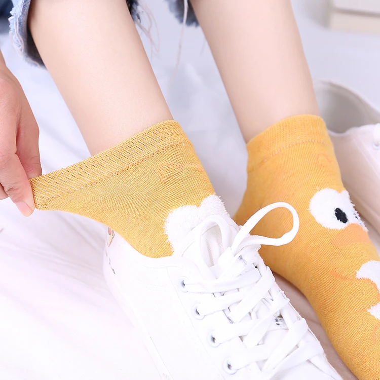 five color casual cartoon  socks ladies lovely  cotton socks custom socks logo
