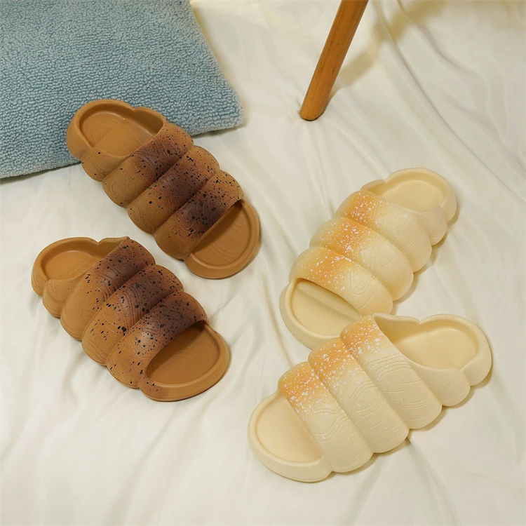 New Trendy EVA Slides Soft Colorful Outdoor Unisex Bubble Slippers Women Thick Sole Bread Shoes Sandals Men Clog Slides