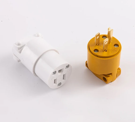 NEMA 5-15 socket connector 15-Amp 3-Wire 125V/AC 2-Pole Heavy Duty Grade Assembly socket connector Yellow