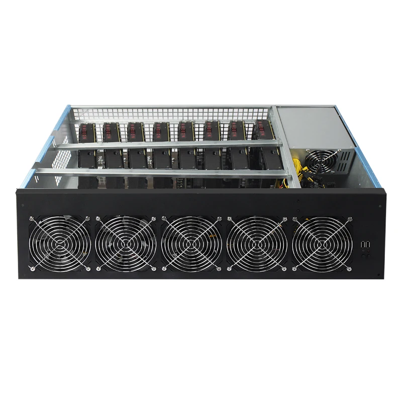 Computer server case 8 GPU with 2400w psu CPU RAM SSD for RTX 2080 3080TI RX470,RX570,RX580