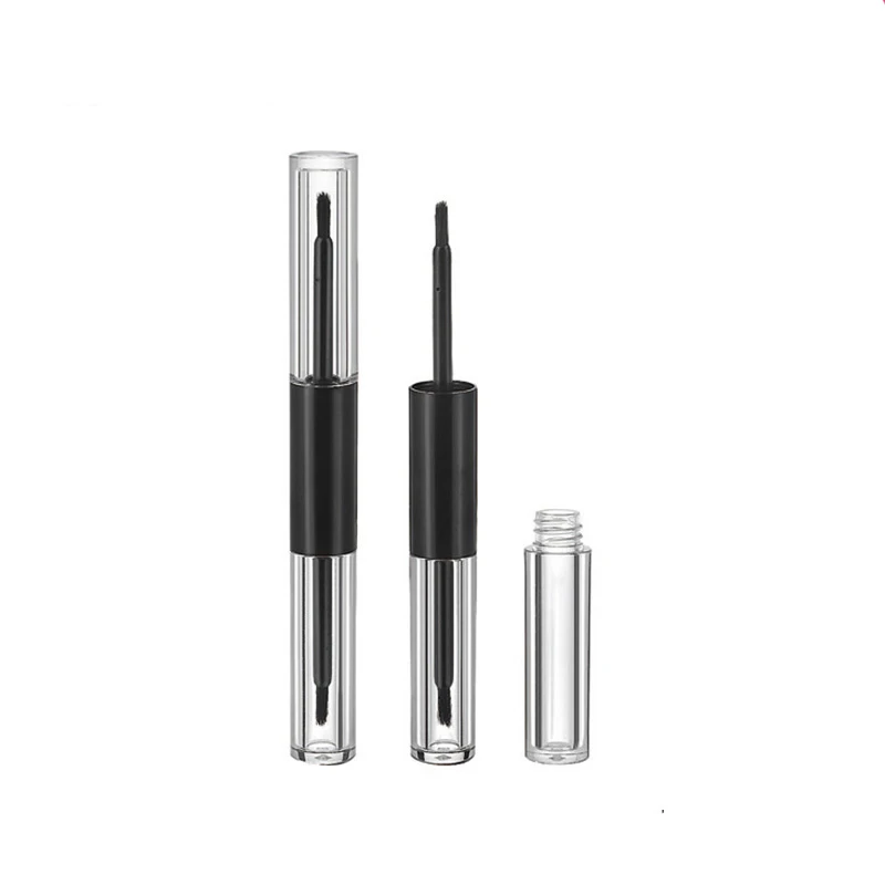 wholesale 3ml custom 2 in 1 mascara  tubes with black wand double  end small clear empty lip gloss tube