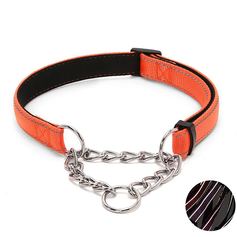Adjustable Dog Collar Half Semi Choke Choker Check Chain Nylon Training Trainer
