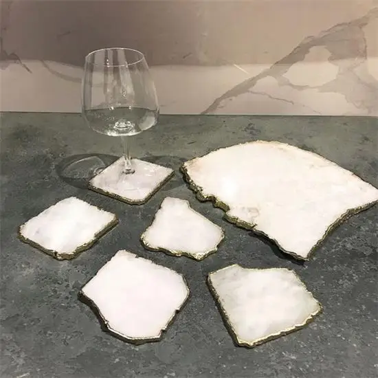 
semi precious stone crystal crafts platter Amethyst tray cup coaster 
