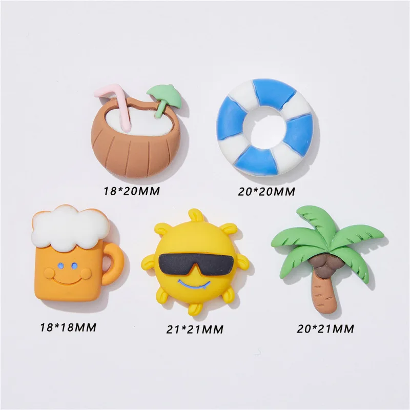 Summer Beach Resin Diy Charms 3d Beer Sun Phone Case Diy Shoes Coconut Tree for Clip