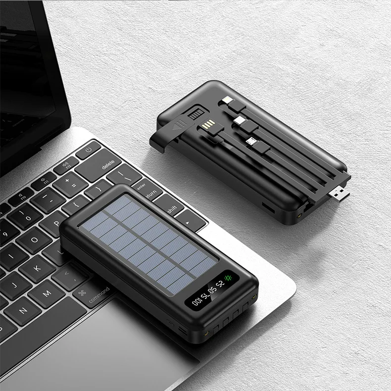 2025 инновационный 10000 мАч 20000 Power Bank Солнечный мобильный телефон внешний аккумулятор Тип C Micro USB Apple 4 выход зарядное устройство
