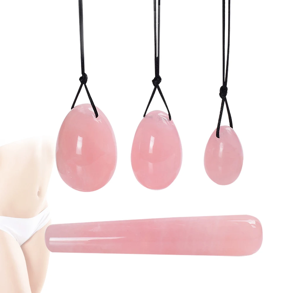Alchemy of souls collection yin and yang jade egg shape exercise ball gemstone massage wand yoni rose quartz yoni egg for women