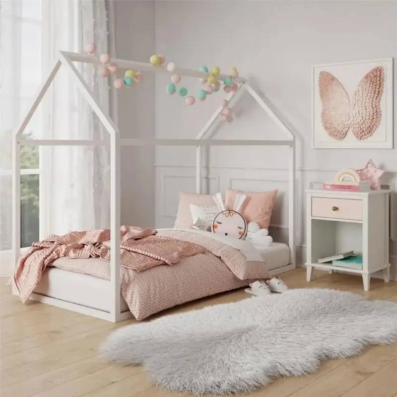 Solid Wood Montessori Toddler House Bed With Slats Infant Beds Manufacturer Floor Bed for Toddler