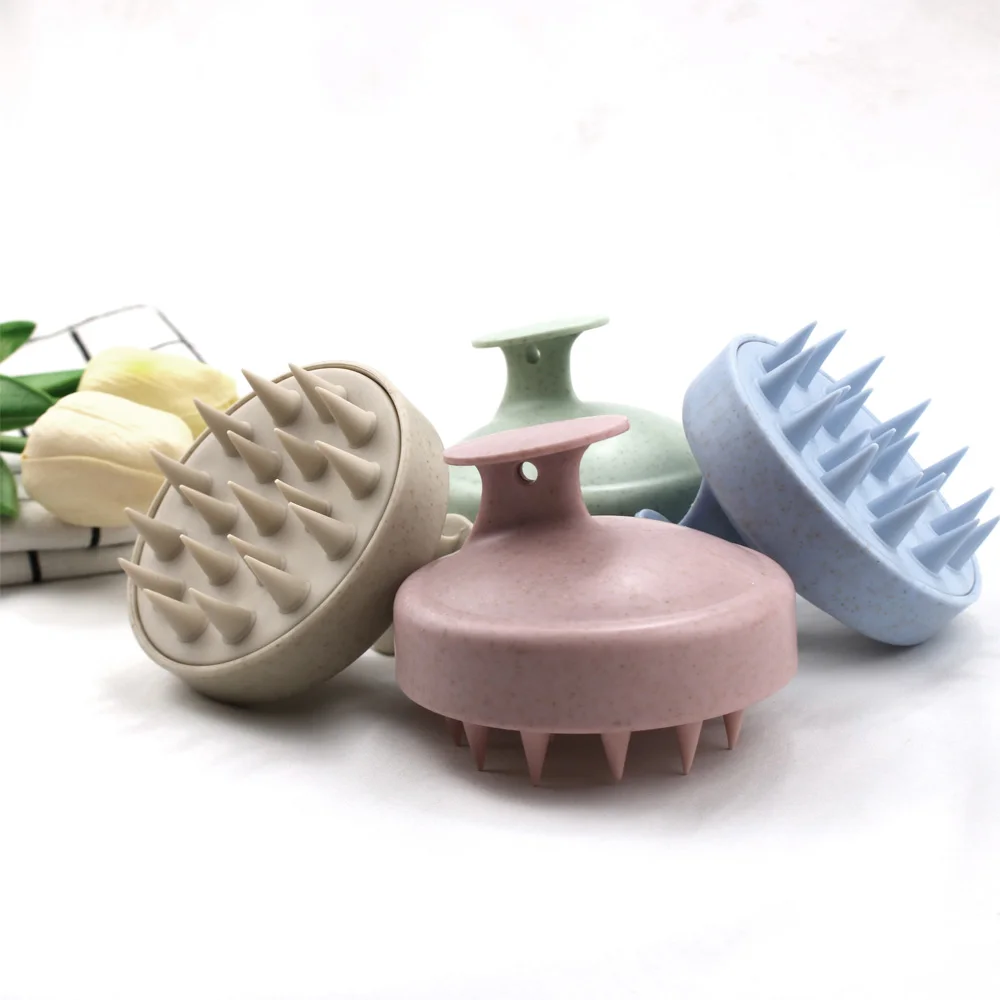 Wheat Straw Hair Scalp Massager Shampoo Brush with Silicone Bristles for Scalp Scrub and Hair Growth, Head Massager Scalp