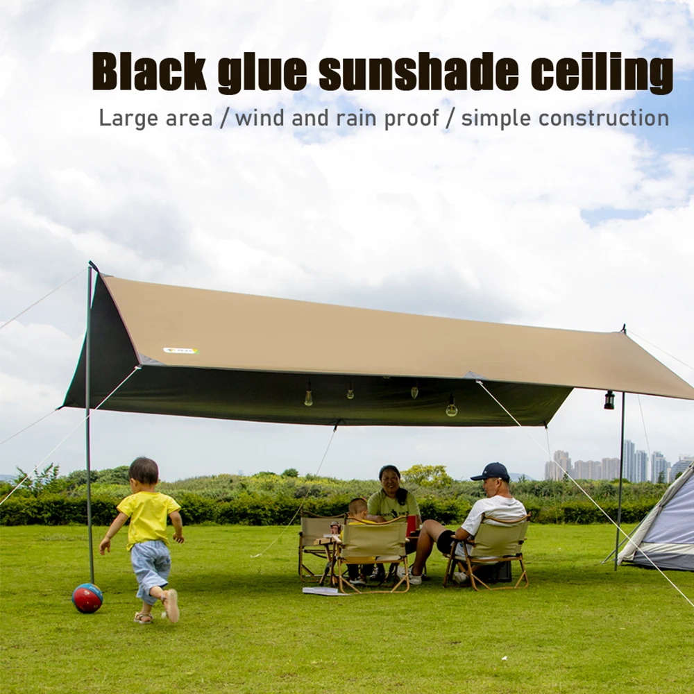 China Supplier 2023 Custom Rainproof Black Rubber Canopy Gazebo Square Vinyl Canopy Ebony Oxford Cloth Camping Tarp Shelter