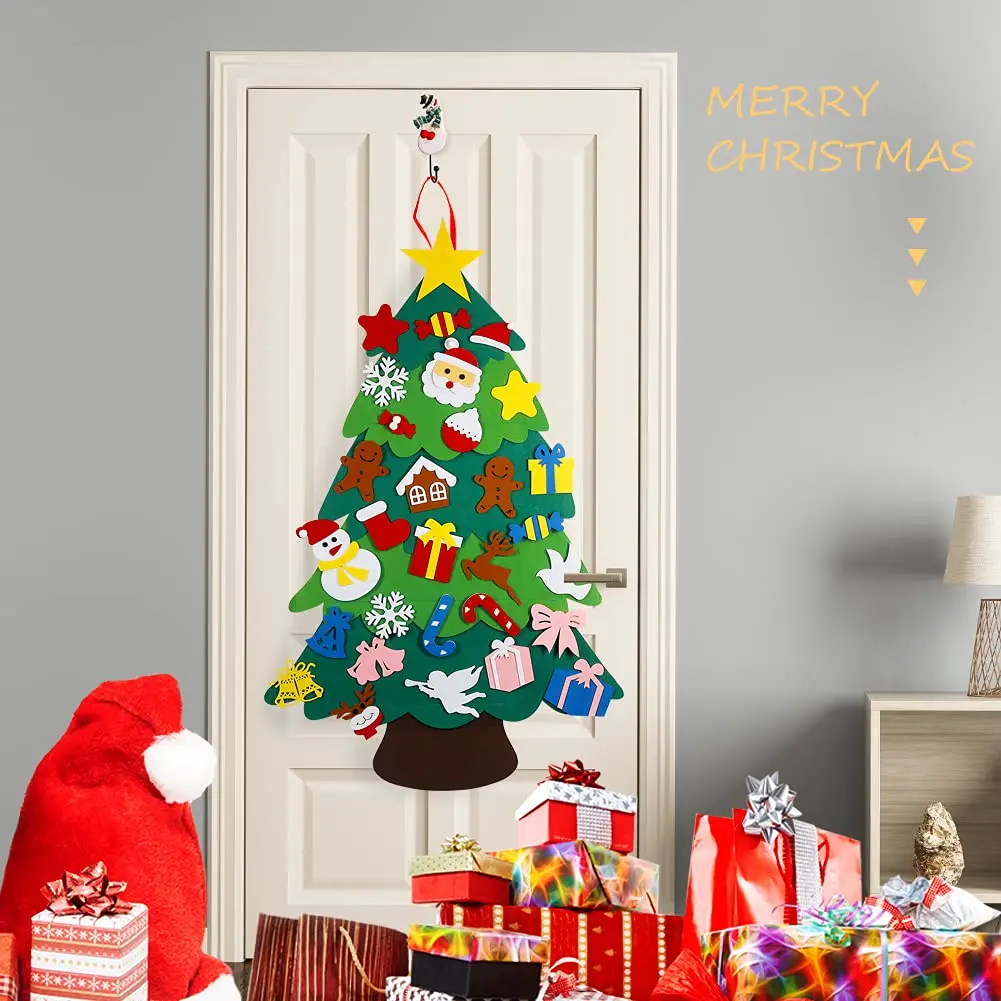 30pcs Xmas Home Wall Decorations Felt Christmas Tree For Decoration