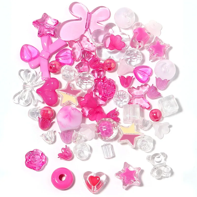 JC Acrylic beads 500g Mixed colors plastic loose beads for DIY making phone chain accessories smile face beads