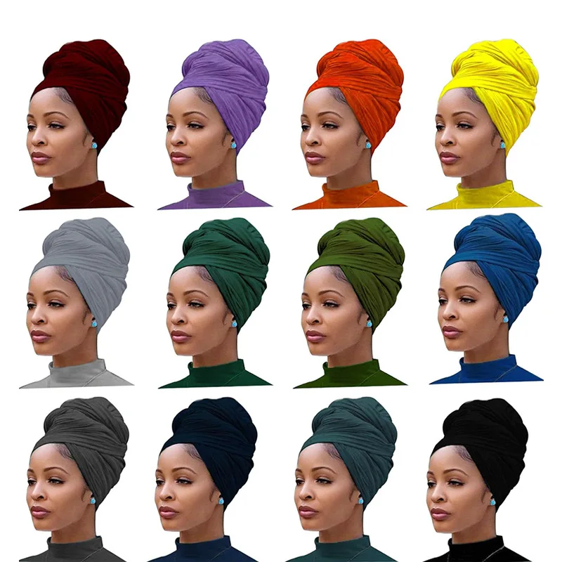 Soft Breathable African Hair Scarf Tie Headwrap for Natural HairHead Wraps Muslim women headtie turban