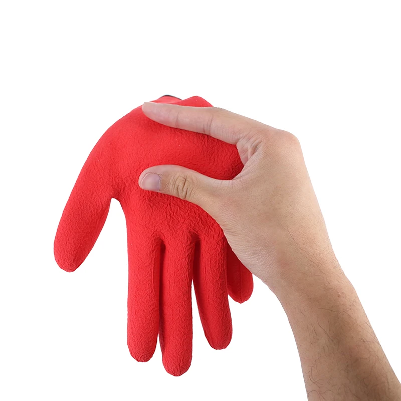 Hot Selling 13G Red Polyester Red Latex Crinkle Finish Latex Coated Rubber Work Gloves