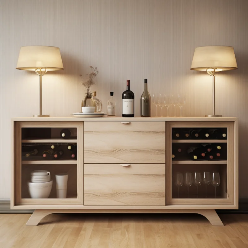 MRS WOODS Luxury Living Room Cabinet Furniture Kitchen Oak Solid Wood Sideboard Cabinet Sets