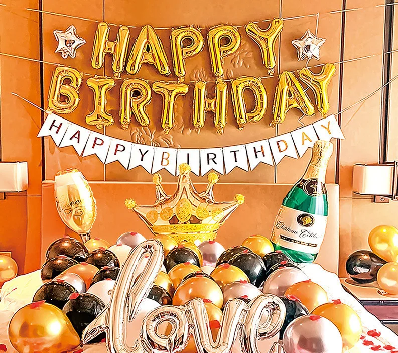 Конкурентоспособная поступления с днем рождения воздушные шары Декор письмо воздушный шарик из фольги в форме флага латексные золотистые воздушные шары для взрослых и детей/День Святого Валентина Декор