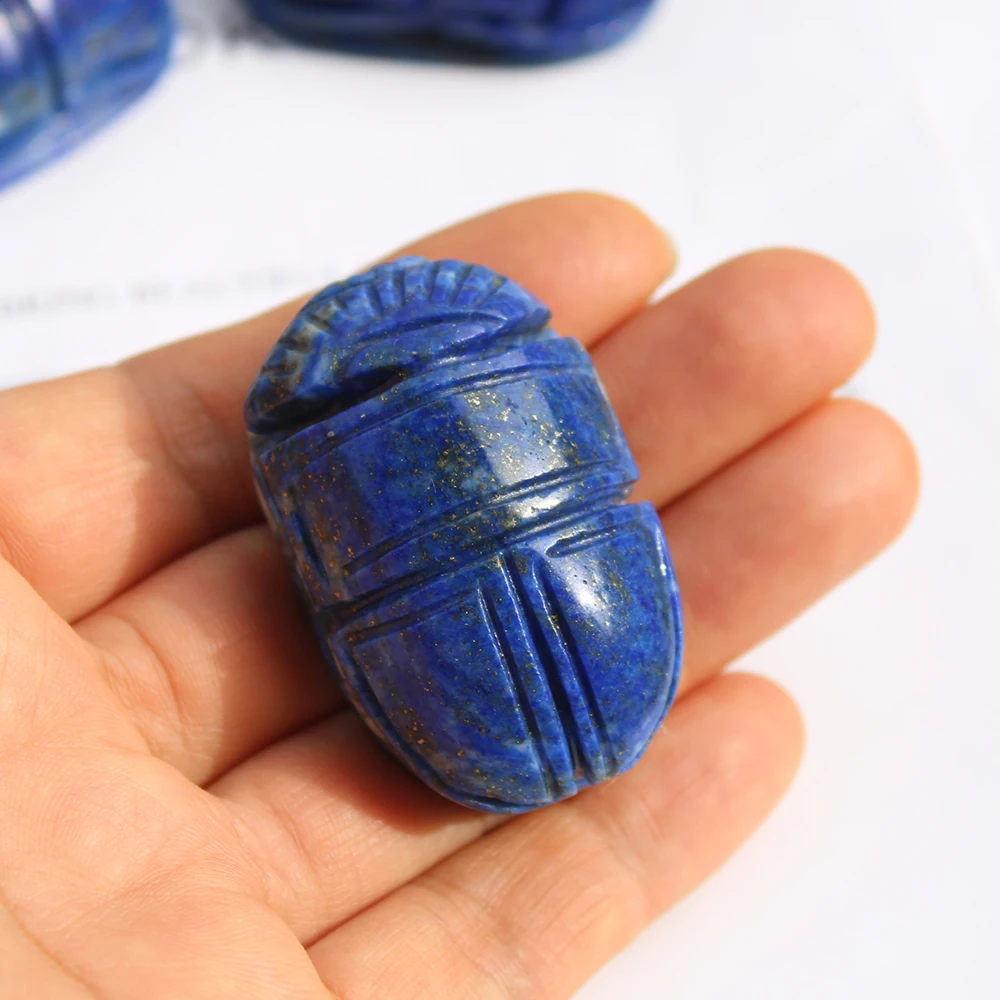 Wholesale 4 to 5cm Natural Lapis Lazuli Gemstone Crystal Egyptian Ancient Culture Symbol Scarab Carving For Healing