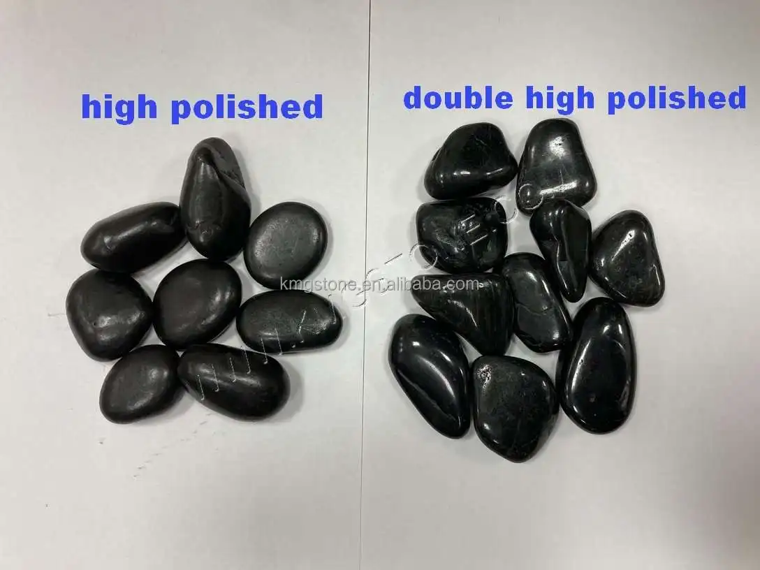 Modern Outdoor Cobblestone & Pebbles Natural Stone River Rock Black Polished round Shape for Landscape