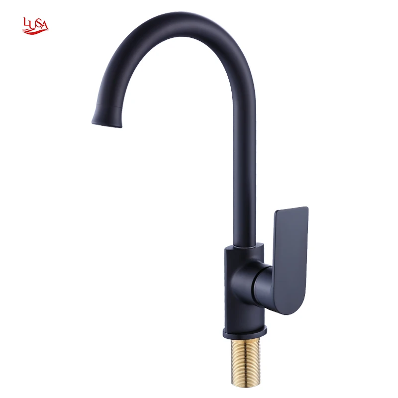 Modern Design Single Hole Deck Mounted Hot Cold Water Rotating with Single Handle Ceramic Valve Core Wholesale Kitchen Faucet