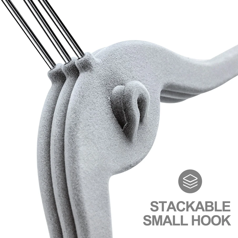 Space Saving Non Slip Slim Coat Clothes Grey Plastic Home Velvet Hanger
