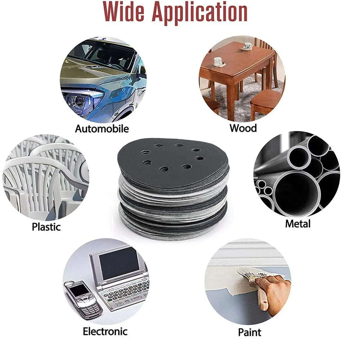 Pangea Black 8 Inch P 60-10000 Round Abrasive Paper Silicon Carbide Hook and Loop for Stone Polishing