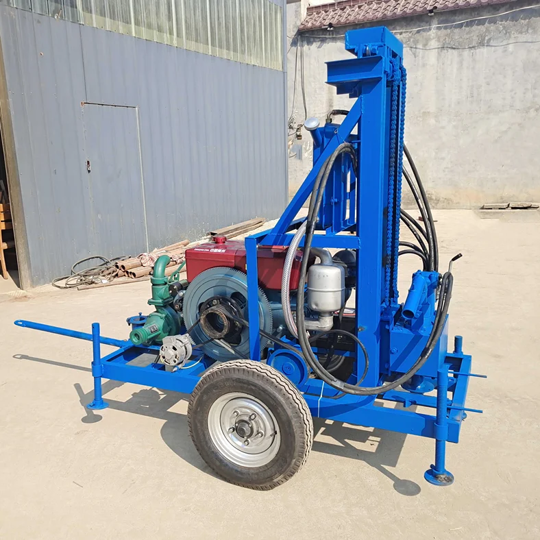 Mini small portable 150 m tractor mounted water drilling rig steel plate rock borehole drilling machine
