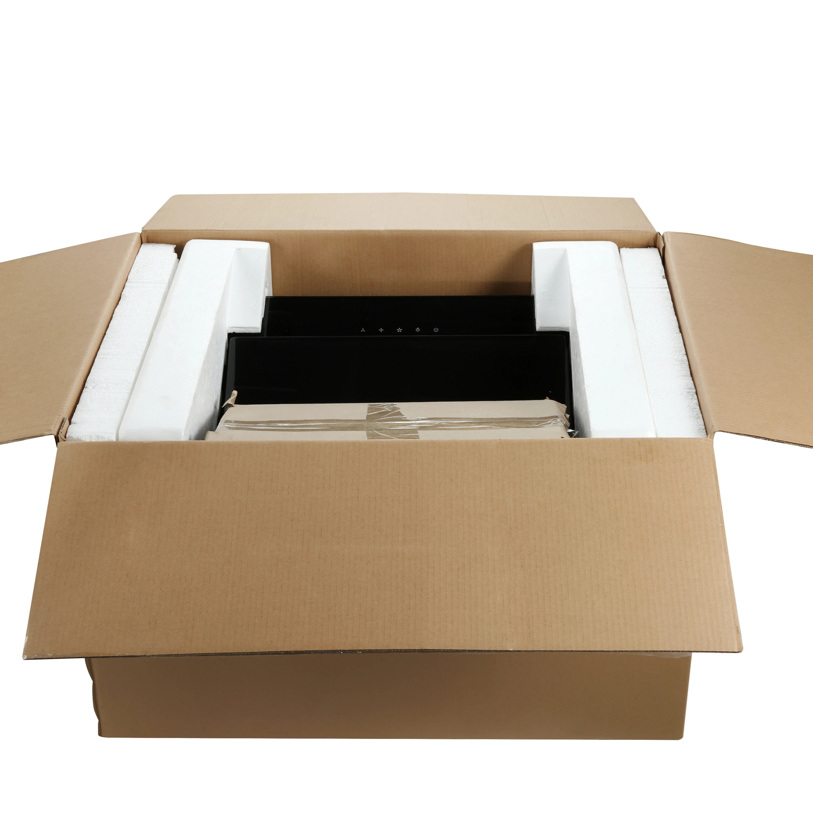 Wall mounted vertical restaurant kitchen extractor range cooking hood with 400mm stainless steel chimney